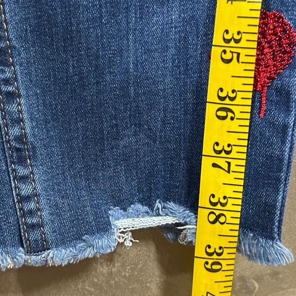 AQ Jeans Women's Size 14 Skinny High Waist Blue Denim Red Leaf Embroidered NWT - Picture 5 of 13